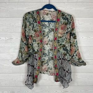 Soft Surroundings Floral Cardigan Size Small Boho